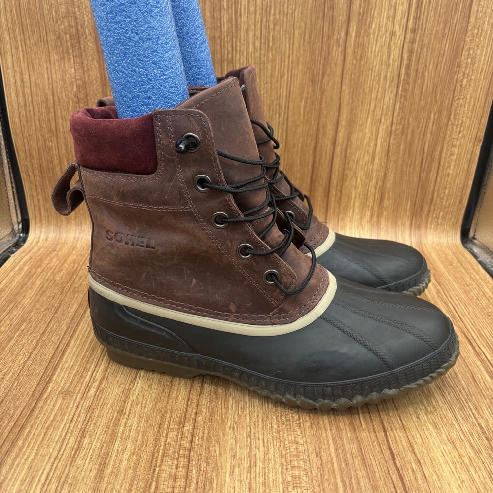 Sorel Cheyanne II Boots Mens 11 Brown Waterproof Leather Duck Boots NM1704-259